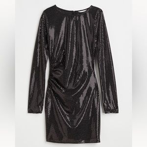 H&M Sequin Long Sleeve Mini Bodycon Dress